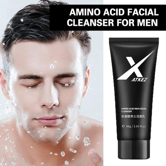 Amino Acid Facial Cleanser for Men Daily Gentle Face Wash Deep Pores Cleaning Oil Control Acne Remover Cleanser 60g X2Z1